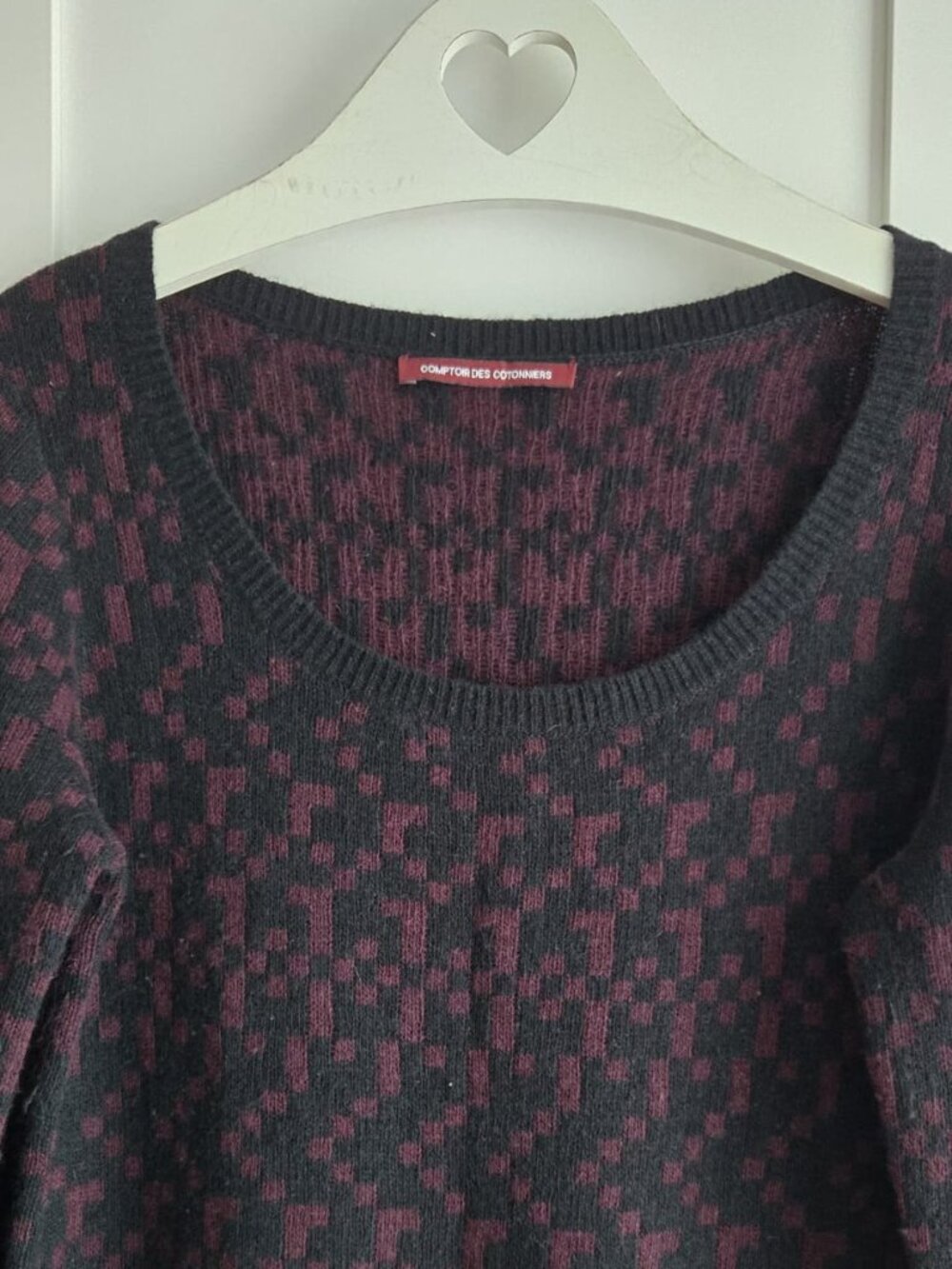 Comptoir des Cotonniers Wool Angora Sweater Black Burgundy L PTP20